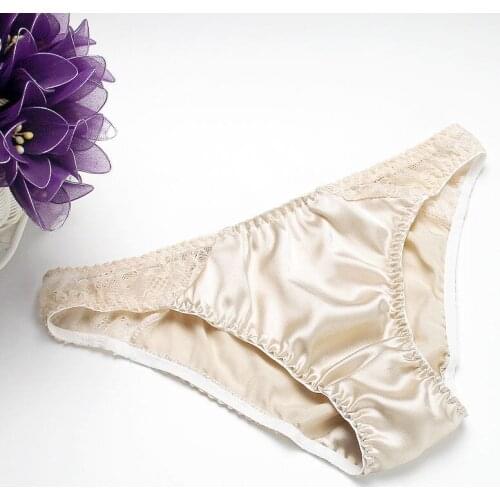 100% mulberry silk fabric natural silk lady panties lace breathable low waist comfortable womens triangle panties