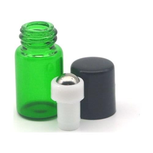 1000pcs 2ml Essential Oil Green Roller Glass Bottle Colorful Empty 2cc Refillable Roll-On Text Vial Perfume Sample Container