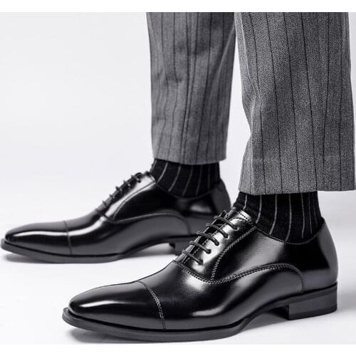 2021 High Quality Men Casual Black Gentleman Formal Dress Cow Leather Loafers Business Wedding Oxfords Italian Men Luxury Shoes
