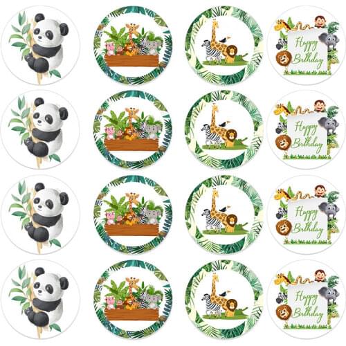 24/48pcs Cute Watercolor Animal Stickers Panda Label for Laptop Skateboard Computer Guitar Cartoon Sticker Baby Shower Decal