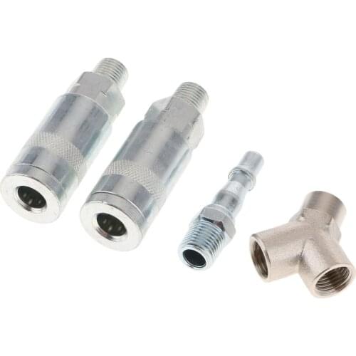 4 Pcs/set Tee Joints Air Line Hose Compressor Fitting Connectors Quick Release