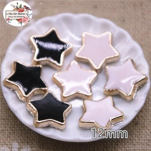 50pcs 12mm star delicate white/black Buttons flatback Home Garden Crafts Cabochon Scrapbooking DIY Accessories