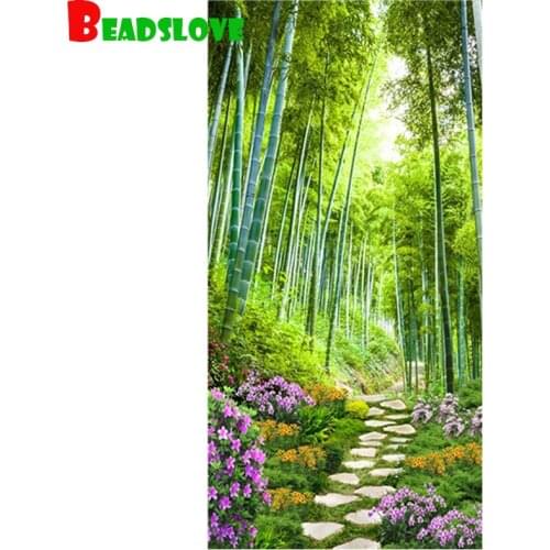 Bamboo Forest Path diamond painting full square round drill mosaic 5d cross stitch,Diy diamond embroidery landscape g205