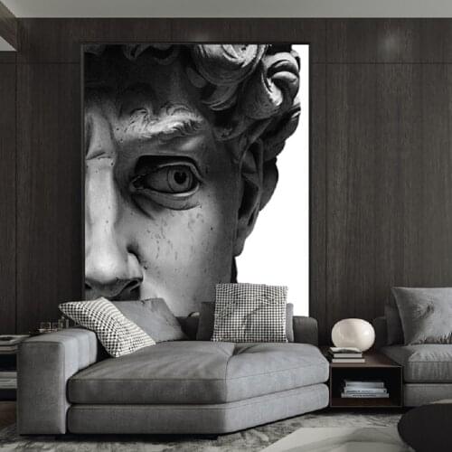 Black and White David Head Sculpture Nordic Canvas Paintings Posters and Prints Wall Art Picture for Living Room Home Decoration