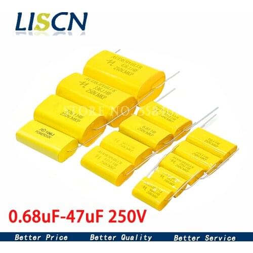 2pcs 0.68uF-47uF 250V Tweeter Speaker Frequency Divider Crossover Non-Polarity Capacitor