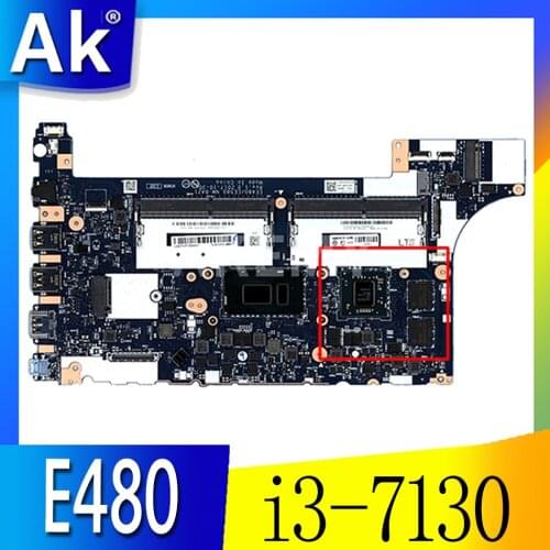 For Lenovo Thinkpad E480 E580 R480 notebook motherboard EE480 EE580 NM-B421 CPU i3-7020 i3-7130+GPU RX550 100% test FRU 01LW188