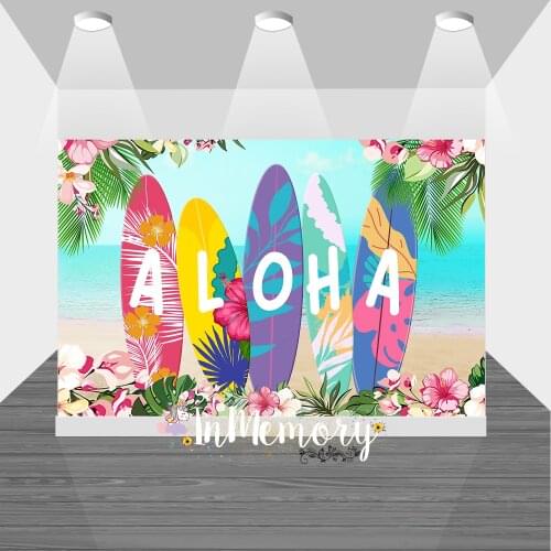 Floral Birthday Party Aloha Backdrop Hawaii Flamingo Photography Background Tropical Beach Baby Shower Birthday Backdrops