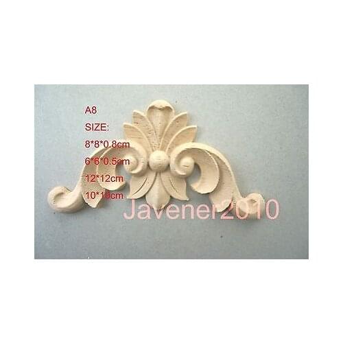 A8-12x12cm Wood Carved Corner Onlay Applique Unpainted Frame Door Decal Working carpenter Cabinet