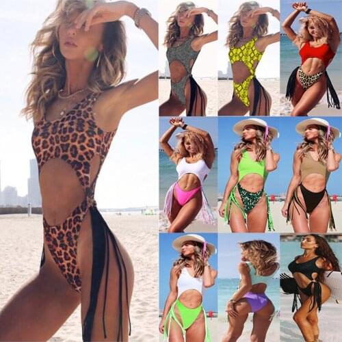 High Waist Bikini Set 2021 Swimsuit Leopard Bathing Suit Tassel Swimwear Fashion Sexy Underwear Bra Biquini Brasileiro