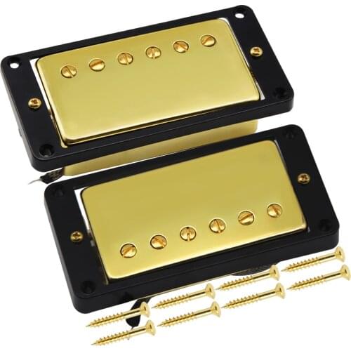 FLEOR Set of Neck&Bridge LP Electric Guitar Pickup Alnico 5 Pickup with Black Curved Frame