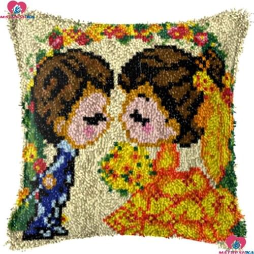 Latch Hook kits Pillow Love Diy Handmade Printed Canvas Cushion Latch Hook Rug Kits DIY Unfinished Wedding decor accessories