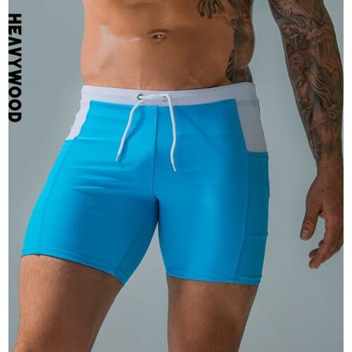 Heavywood Summer Mens Quick Drying Swimming Trunks Casual Sports Waterproof Beach Shorts Drawstring Pockets Hot Spring Pants