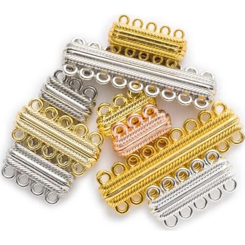 2 Sets Stripe Pattern Carved 2 Row Magnetic Clasps Findings Jewelry Making Connectors Accessories 20-56mm