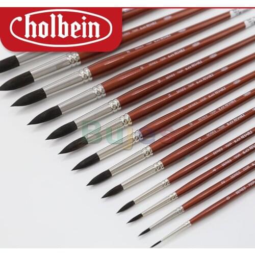Holbein 700R Series Oil Brush, Squirrel Wool and Synthetic Wool, Round Head Watercolor Brush,Artist Quality, Art Supplies