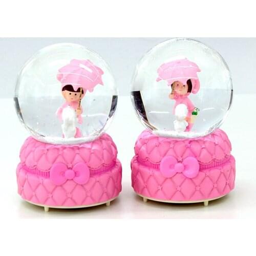 Cute Girl Snow Globe Crystal Ball Rotating Music Box Christmas Decoration For Home Home Decoration Accssories