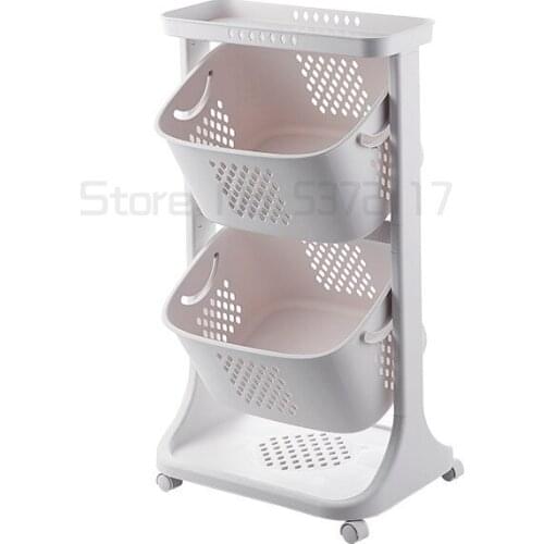 Multi-layer fruit and vegetable rack with wheels kitchen shelf fruit basket vegetable finishing rack movable hot pot rack