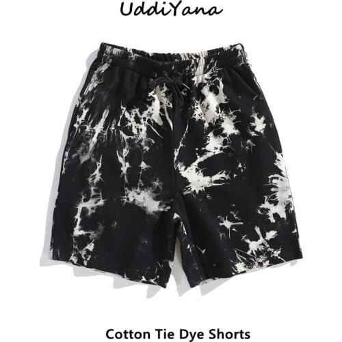 2021 Summer Fashion Oversized Men Beach Shorts Womens Shorts Casual Tie Dye Pants Swimwear Cotton Clothing Loose Short Homme