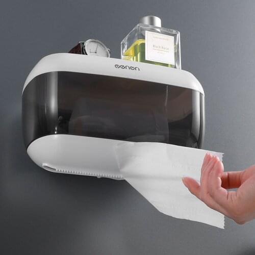 Wall Mounted Tissue Box Waterproof Toilet Paper Holder Bathroom Storage Rack Roll Paper Organizer Shelf Bathroom Accessories