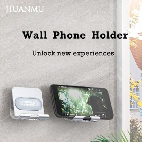 1PC Wall Phone Holder Super Glue Bathroom Bedside Multi-function Wall Without Perforation Rotatable Tablet Stand for Charging