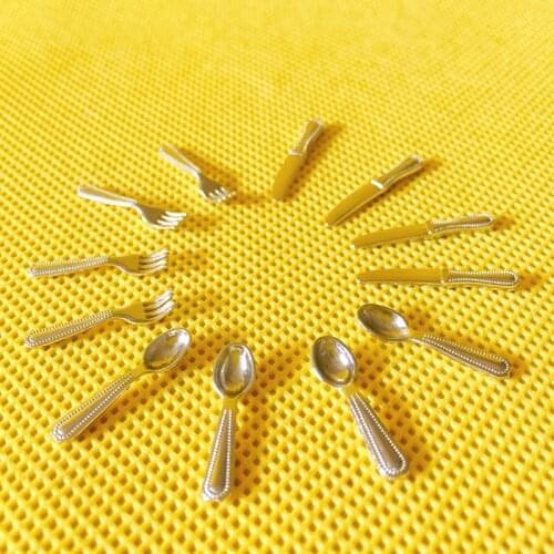 New~12 spoons/forks/knife/dinnerware/miniatures food/lovely cute/fairy garden gnome/moss terrarium decor/bonsai/doll house
