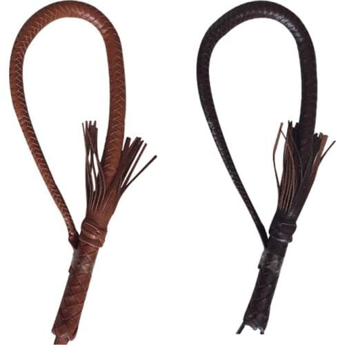 LOCLE 80cm Leather Whip Riding Crops Party Handle Flogger Queen Horse Whip for Horse Racing Riding Equestrian Entertainment