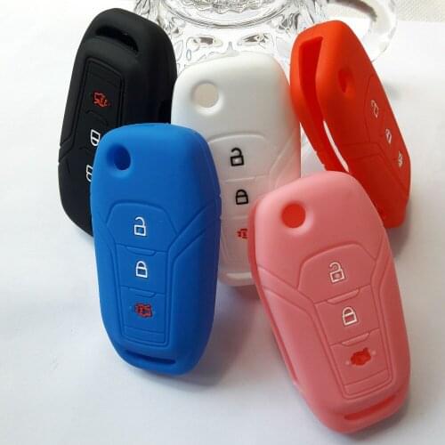Flip Floding Key Silicone Cover Remote Key Jacket For FORD Mondeo Fusion 2017 Explorer F150 F250 F350 F450 3BTNS Protect