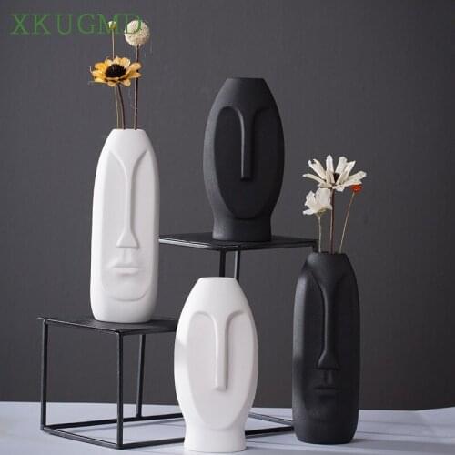 Nordic Creative Human Face Ceramic Vase Ornaments Modern Simple Desktop Decor Plant Pot Vases Crafts Home Decoration Accessories