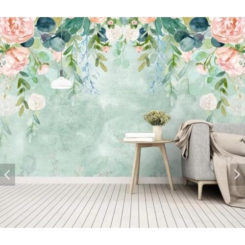 Nordic Green Leaves Watercolor Flower Wallpaper Mural for Living Room Wallpapers Home Wall Decor Contact Paper Murals Customize