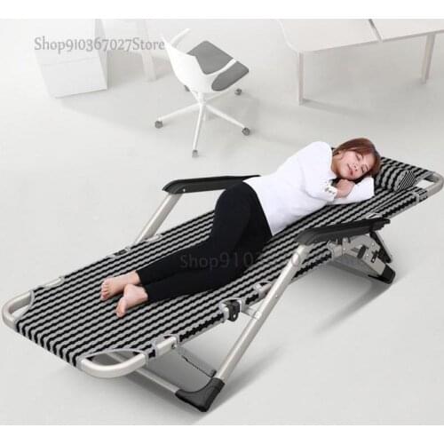 Folding recliner lunch break chair bed dual-use single office home care bed simple portable nap bed
