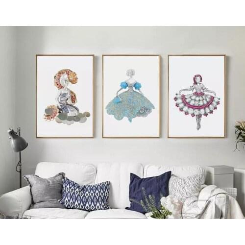 3D three-dimensional jewelry beauty dance triple frameless decorative unframe painting for living room 26897359