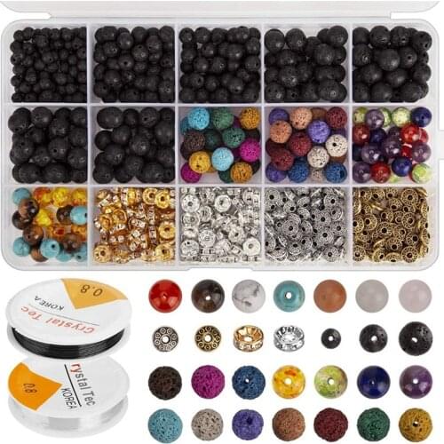 Volcanic Stone Loose Beads Set Diy Jewelry Accessories Bracelet Necklace Earring Making