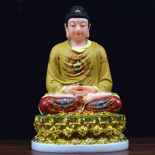 2021 High-grade TOP Buddha statue Home store company Shrine FAMILY bless safe Painted Sakyamuni Buddha jade gilding Sculpture