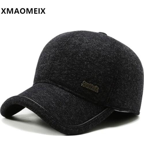 XMAOMEIX Winter Mens Warm Cotton Baseball Caps With Ears 2021 New Fashion Sports Cap Earmuffs Hat Adjustable Size Brand Dad Hat