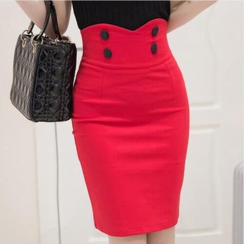 Plus Size 5XL Women Office Skirts Fashion Sexy Knee Length High Waist Women Bodycon Skinny Pencil Skirt faldas mujer