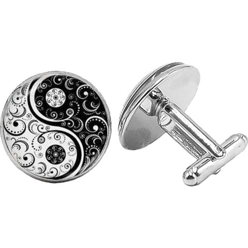 2019 New Taoist Yin and Yang Life Tree Cufflinks Gothic Glass Convex Round Mens Cufflinks To Send Mens Gift Jewelry