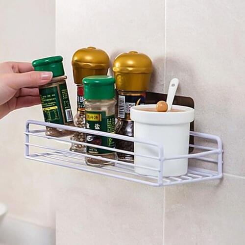 Iron Wall-mounted Self-adhesive Bathroom Kitchen Shelf Stroage Rack Accessory Stroage Rack Accessory Bathroom Organizer
