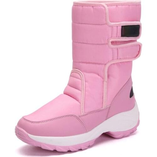 Waterproof Boots Women Winter Shoes Platform Boots WithThick Fur Mid-Calf Snow Boots Fashion Wedge Botas Mujer Shoes Woman