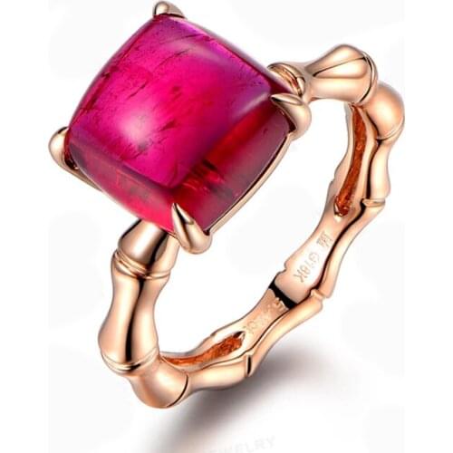 Red tourmaline and pure gold female ring, customized high-end jewelry, birthday party gifts for relatives and friends