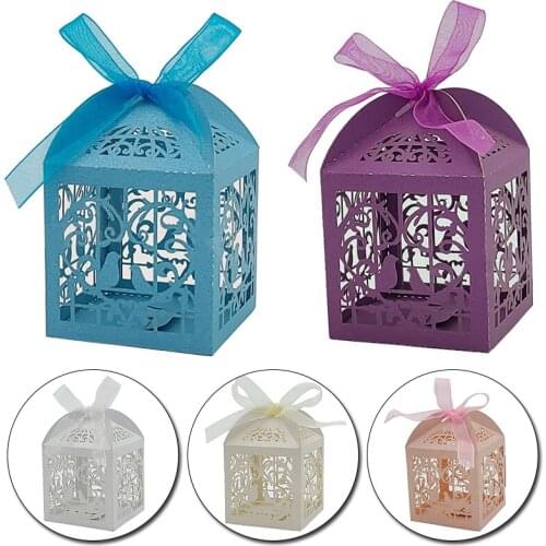 10Pc European Style Laser Hollow Candy Box Bird Style Wedding Gift Packaging Box Wedding Hollow Candy Biscuit Packaging Gift Box