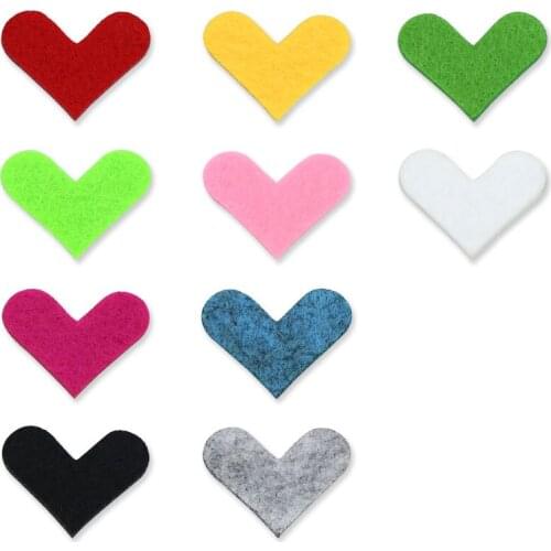 100pcs/ lot)Large Sharp Heart Colorful Felt Pads for 35mm Heart Perfume Aromatherapy Locket Essential Oil Diffuser Locket