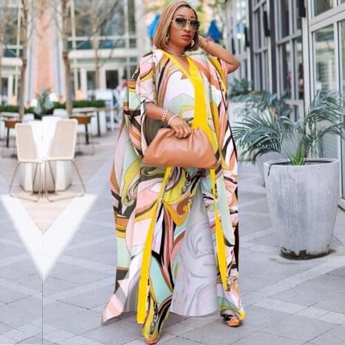 2 Piece Matching Set Women Africa Clothes African Dashiki New Fashion Two Piece Suit Long Tops And Wide Pants Party Dress Robe