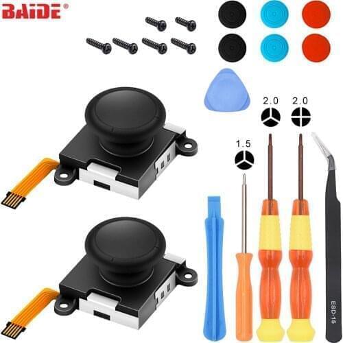 20 in 1 3D Analog Joycon Joystick Thumb Sticks Sensor Replacements Accessories For Switch Joy Con Controller Housing Tool Kit