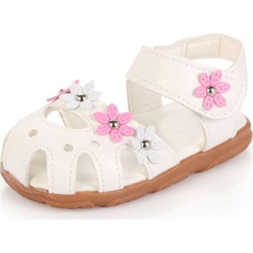 2021 Floral summer girl sandals anti-kick cap childrens shoes soft PU leather baby girl shoes childrens sandals EU21-31