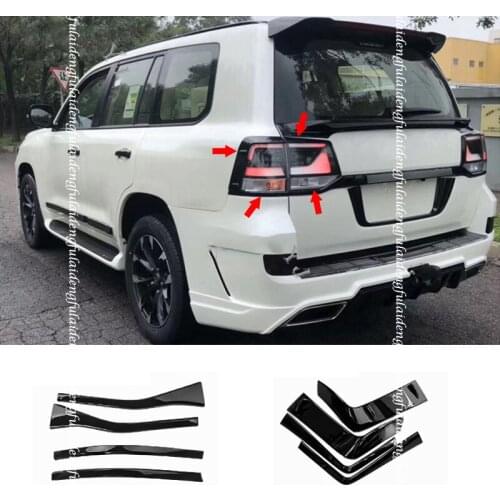 8pcs Glossy Black Rear Taillight Molding Trim decor Strips For Toyota Land Cruiser LC200 2016-2020 Car Styling Accessories