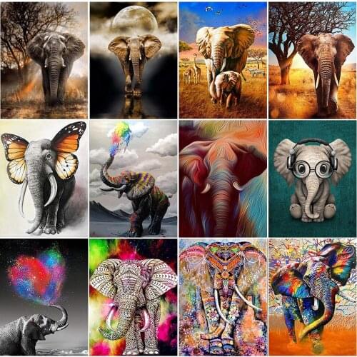 DIY 5D Diamond Painting Elephant Animal Full Square/Round Embroidery Rhinestone Cross Stitch Kits Painting for Home Wall Decor
