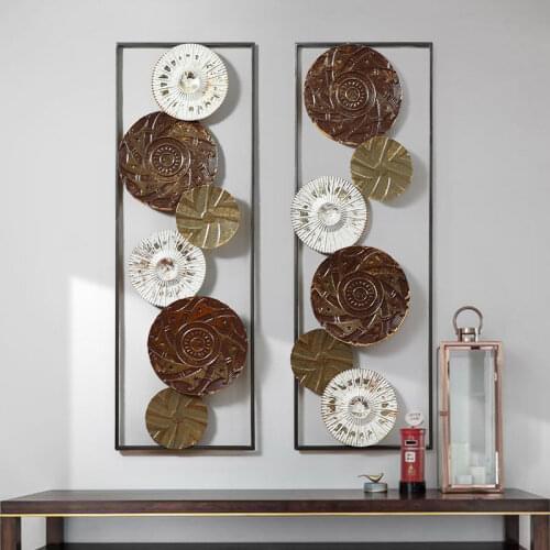 American Wrought Iron Round Shape Wall Mural Decoration Hotel Office Wall Hangings Crafts Home Livingroom Wall Sticker Ornaments