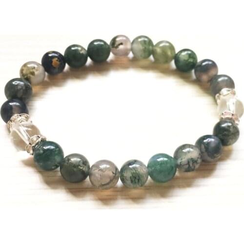 Wrist Bracelets Natural AquaticAgate Bracelet White Quartz Bracelets Yoga Prayer Mala Beads Bracelet For Women