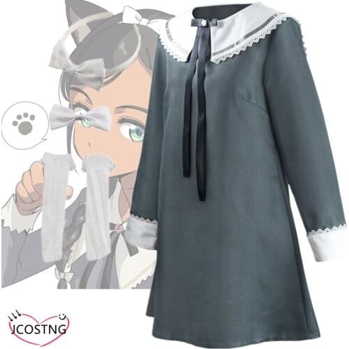 WONDER EGG PRIORITY Neiru Aonuma Cosplay Anime Kawaii Dresses Dark Gray Japanese Style Lolita Dress Cosplay Costume