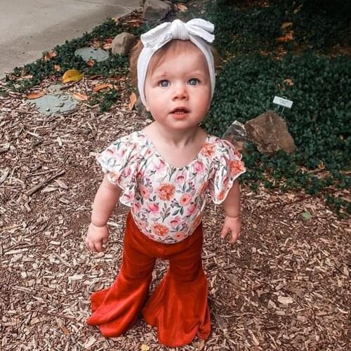 Baby Children Long Flared Trousers Toddler Infant Girls Velvet Bell-Bottoms Pants Casual Elastic Waist Fashion Kids Girls Pants