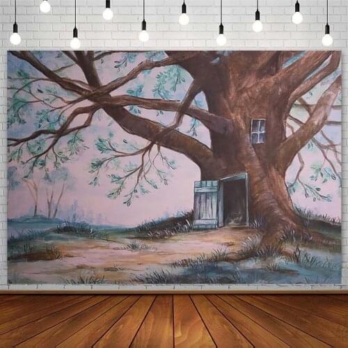 Tree House Backdrop Baby Shower Green Leaf Lawn Newborn Portrait Photography Background Photo Studio Photozone Photophone Decor